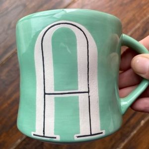 Anthropologie Hand-painted A Monogram Coffee Mug